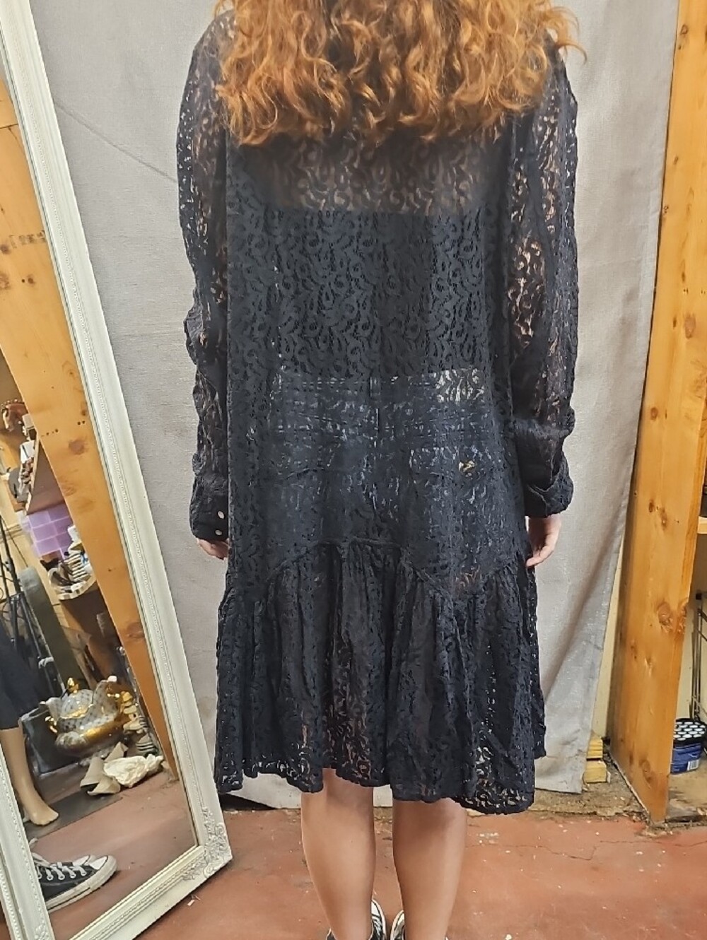 Double D Ranch Black Lace Dress Jacket Coverup S Western Lace Tattoo Cowgirl - Picture 5 of 14